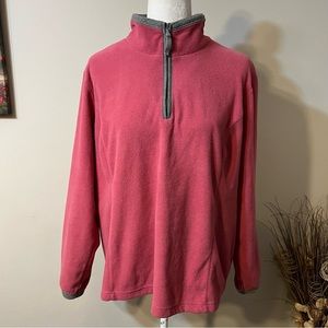 SJB Active Women Athletic FLEECE Pullover Sweatshirt Size XL Pink Gray 1/4 Zip